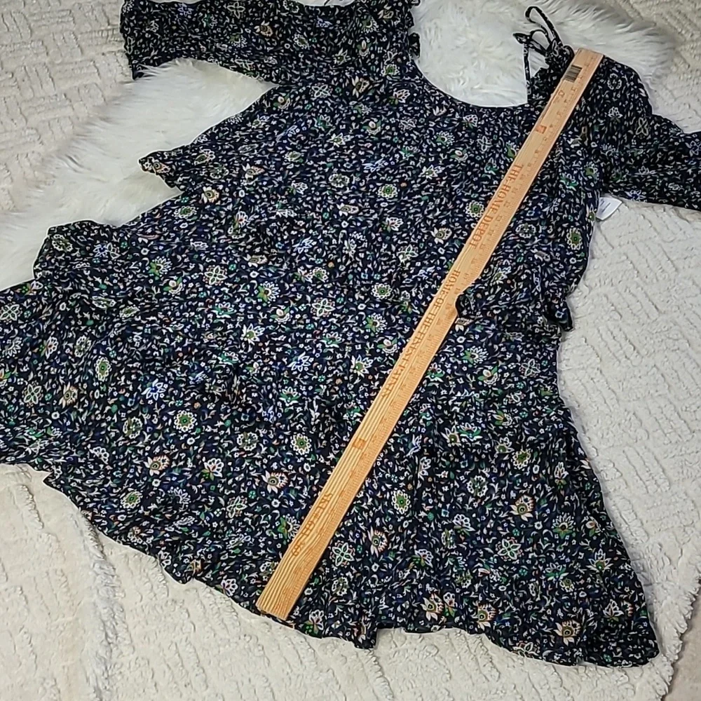 Tory Burch 100% Silk Printed Ruffle Dress Green Floral Size 2 Boho